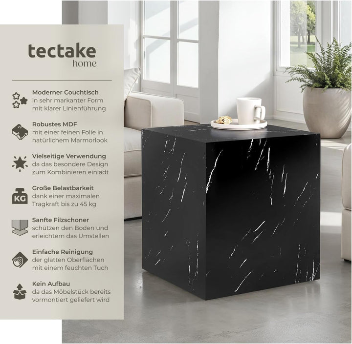 tectake® Couchtisch in Marmor Optik, Beistelltisch, moderner Wohnzimmertisch, Sofatisch, Tisch Wohnz
