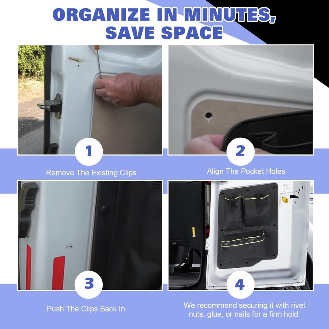 Scheunentor-Aufbewahrungsorganizer kompatibel mit Ford Transit Custom 2012-2023, 2 Pcs Scheunentür L
