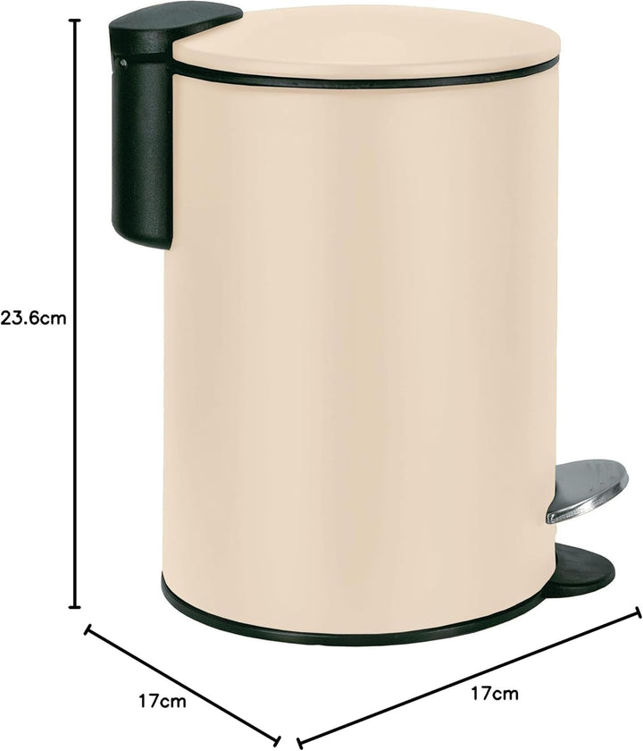 Kosmetikeimer Silence, Farbe: Sandbeige, Material: Metall, Grösse: Eimer 3 Liter Länge 17 cm, Breite