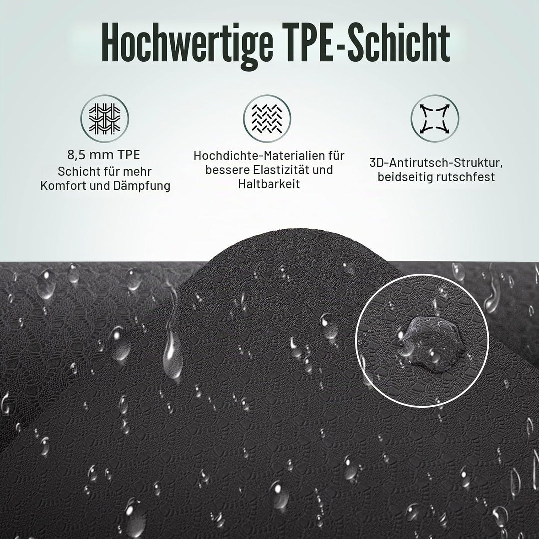 Marjar Yogamatte Rutschfest Gymnastikmatte TPE Fitnessmatte für Yoga Übungsmatte mit Tragegurt Sport