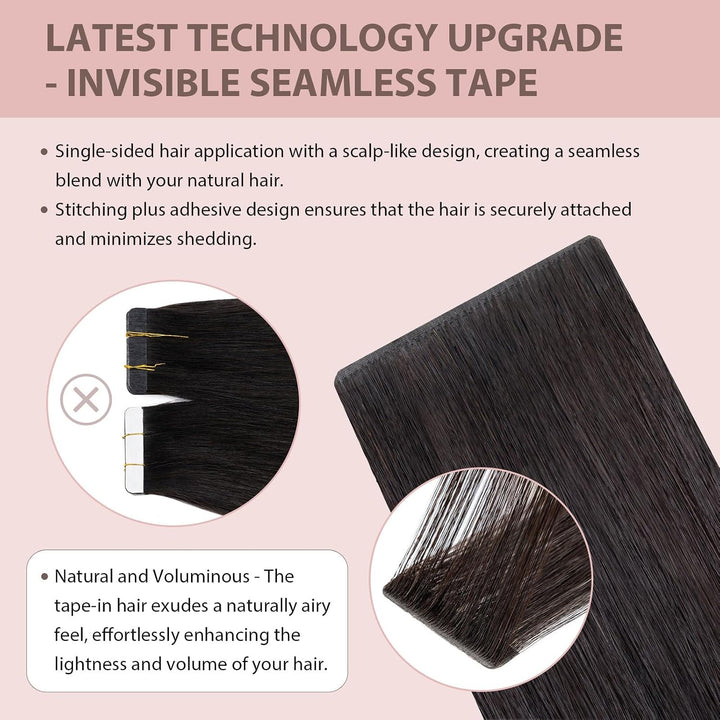 Silk-co unsichtbare Tape Extensions Echthaar 5stk + Klassiche Tape Echthaar 5tsk 20g, Invisible Haar