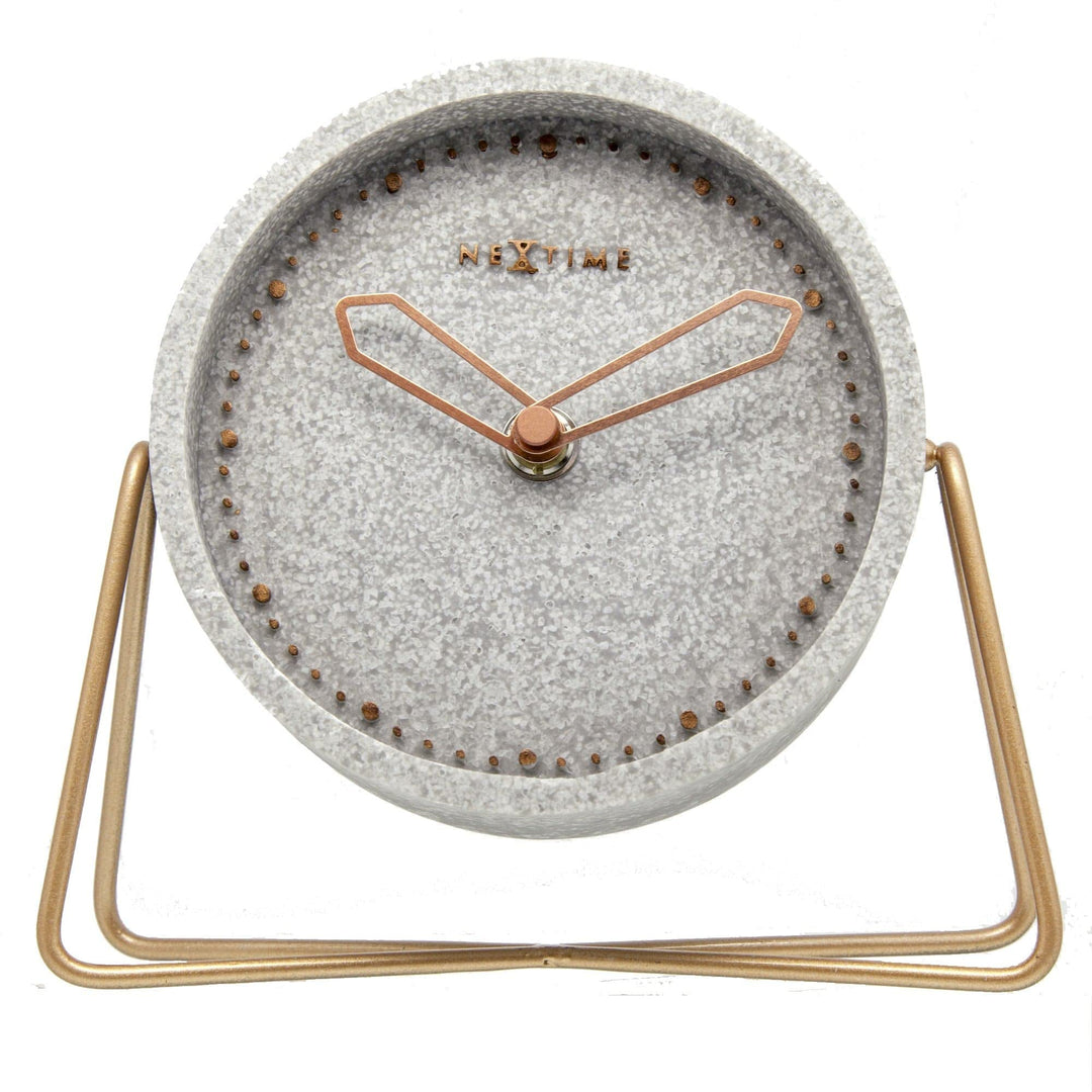 NeXtime Tischuhr "CROSS TABLE", lautlos, rund, Stein / Metall, 17,5 x 15,5 cm