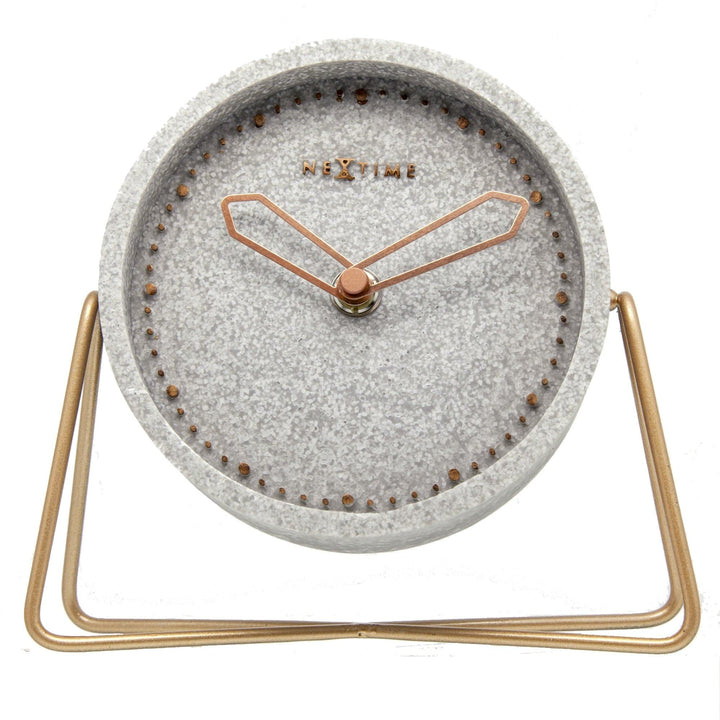 NeXtime Tischuhr "CROSS TABLE", lautlos, rund, Stein / Metall, 17,5 x 15,5 cm