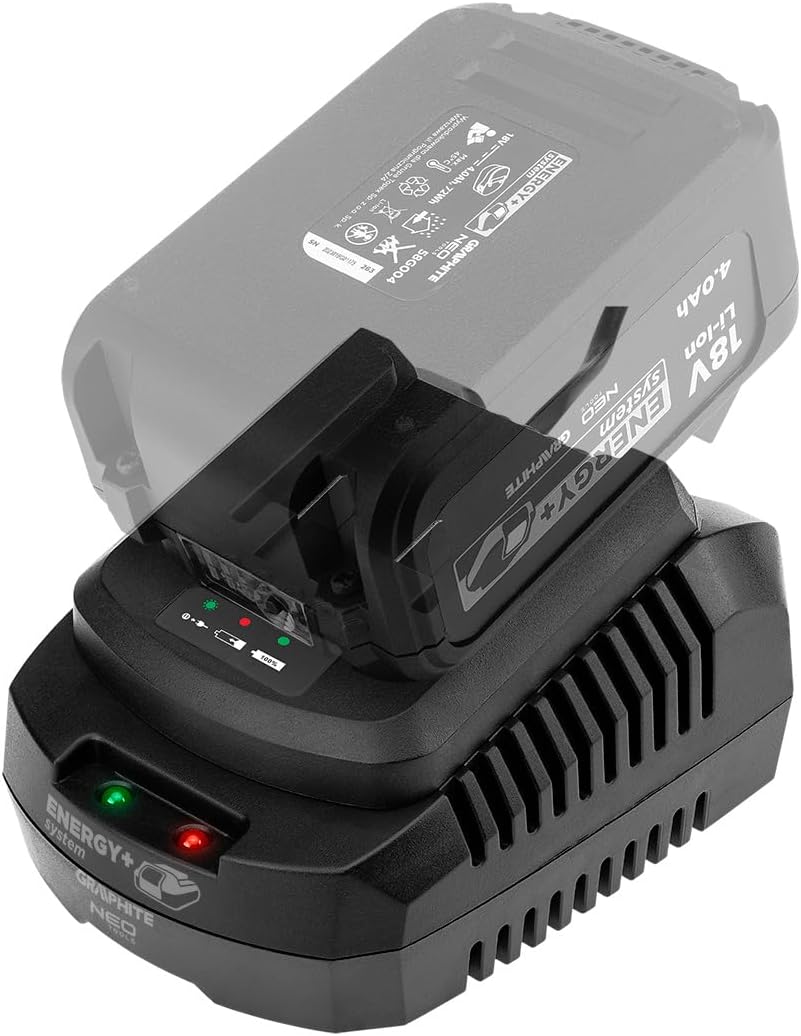 GRAPHITE Energy+ Ladegerät für 18V Li-Ion Akkus, 2.3A Ladestrom