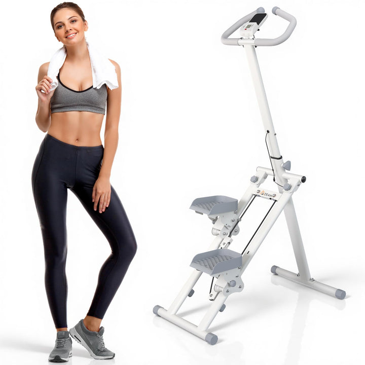 Mdeam Stair Stepper für Zuhause, Vertical Climber mit Haltegriff Weiss, Weiss