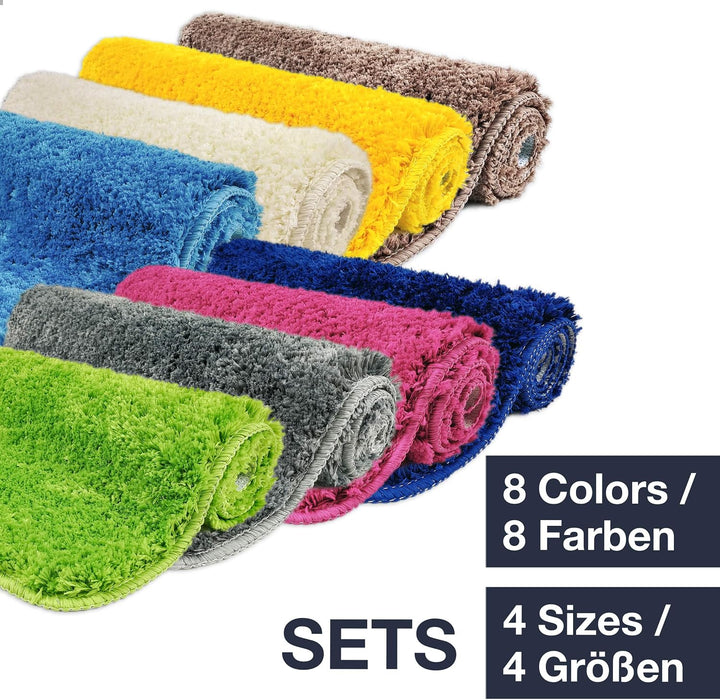 WohnDirect Badematten Set - WC Vorleger (45x45cm), Badematte (60x100cm) - rutschfest waschbar Badezi