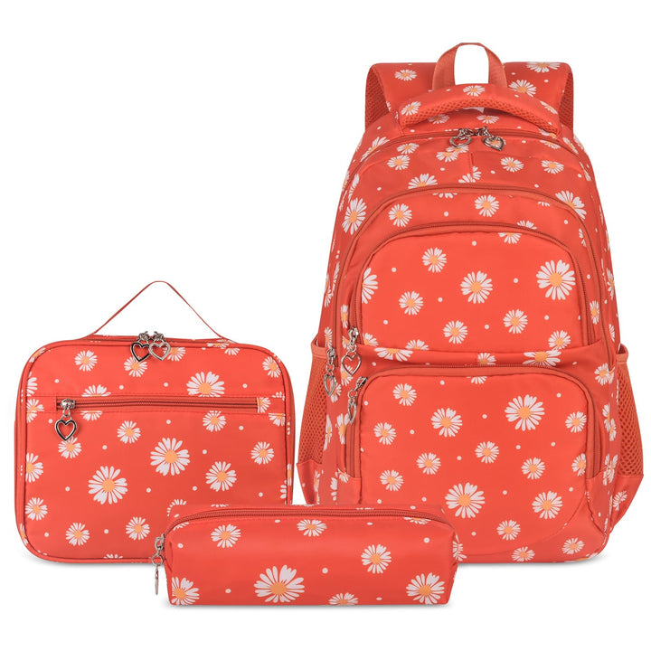 Schulrucksack Mädchen Teenager Damen Schultasche Rucksack Set Gänseblümchen Schulranzen für Mädchen