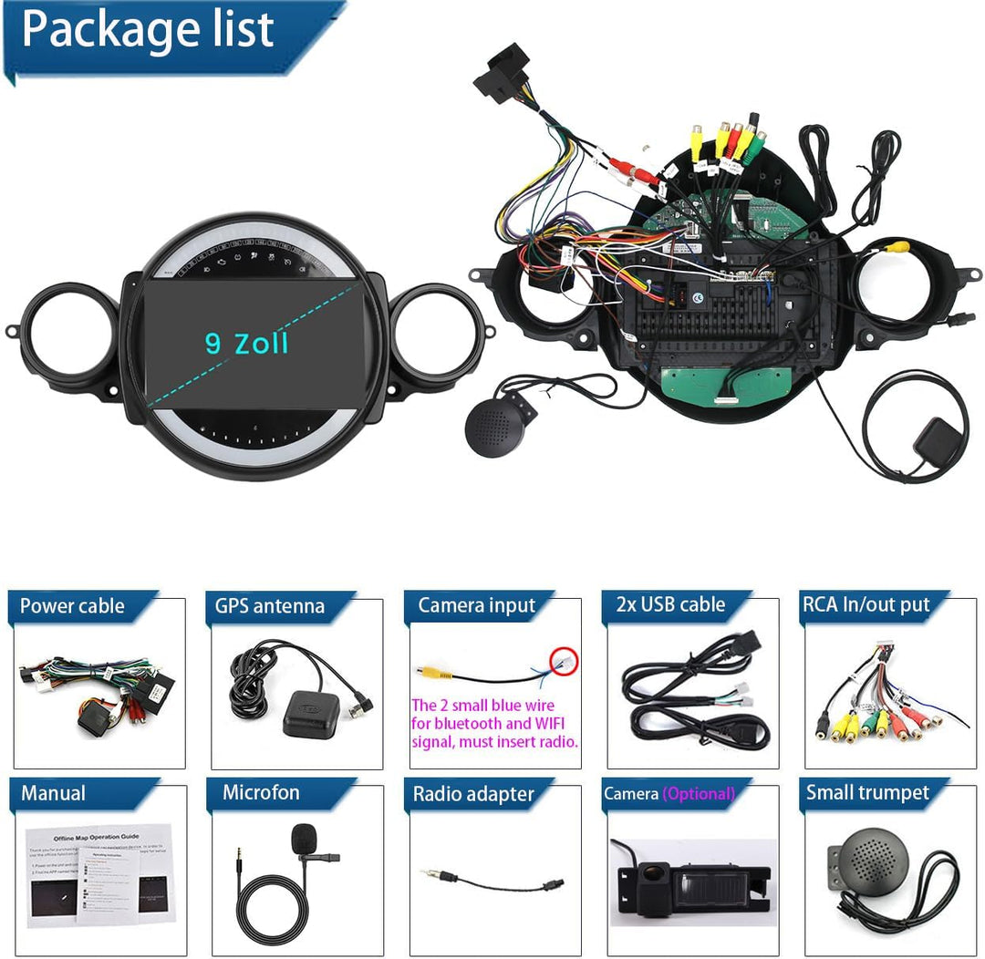 Android Autoradio mit GPS-Navigation,WiFi, Phone Mirrorlink, FM-RDS-Radio, Carplay,Stereo Audio Auto