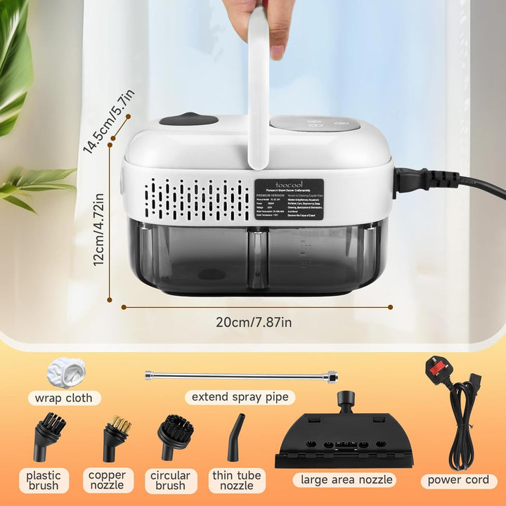 Dampfreiniger mit Digitaldisplay, Dampfreiniger Handgerät mit 6 Geschwindigkeiten Einstellbar und 3