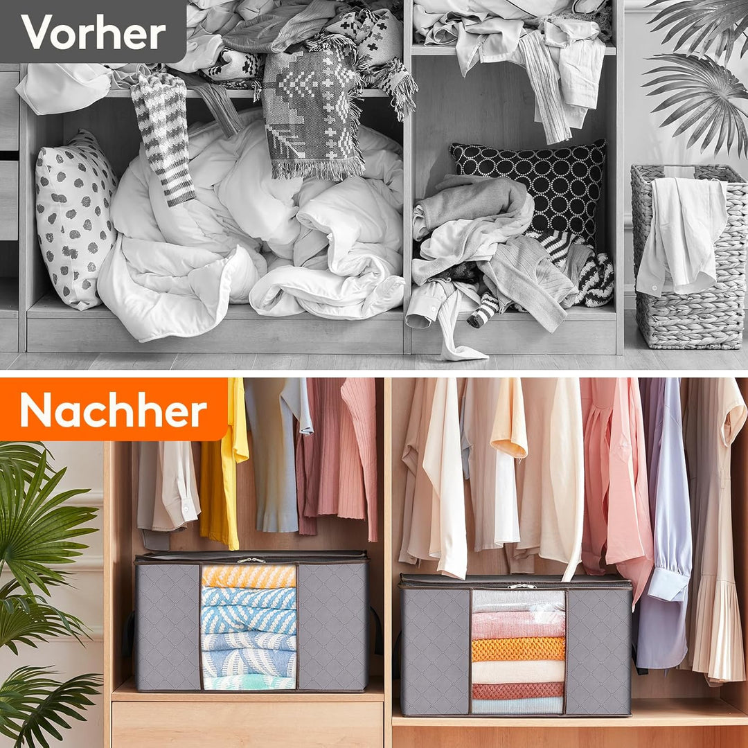 Lifewit 120L Aufbewahrungstasche für Bettdecken, Gross Aufbewahrungsbox mit Deckel Kleidung Aufbewah