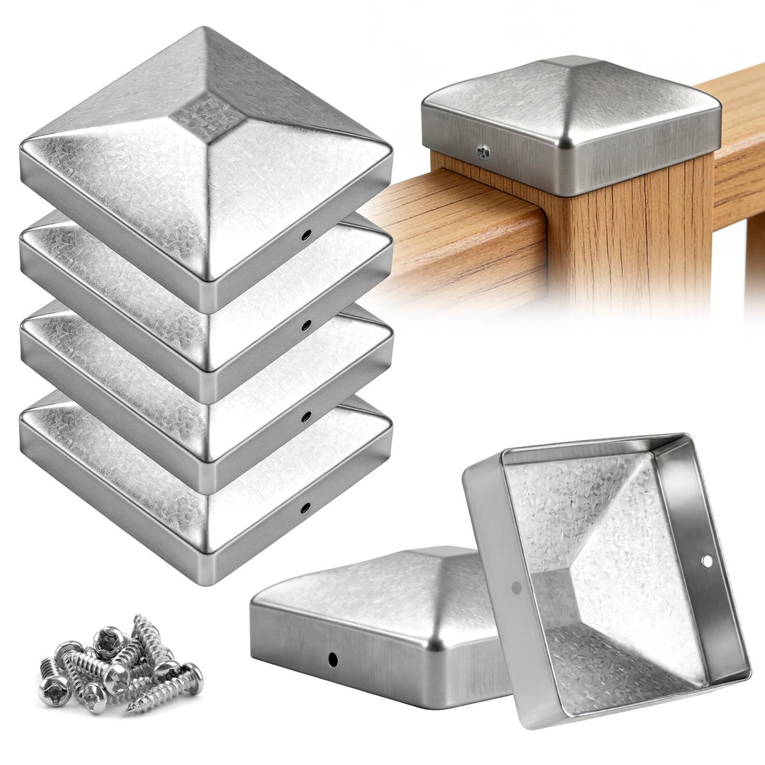 4 Stück Pfostenkappen 101x101mm Zaunpfosten Kappen Rostfreie Verzinkte Pfostenabdeckung aus Metall m