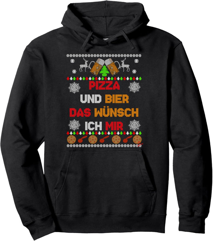 Bier und Pizza Weihnachtspullover Ugly sweater lustiges Bier Pullover Hoodie