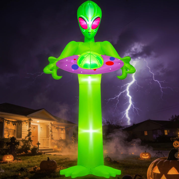 Danxilu 3M Grosse Halloween Aufblasbar Alien Leuchtendem UFO Aussendekoration 10FT Alien, 10FT Alien