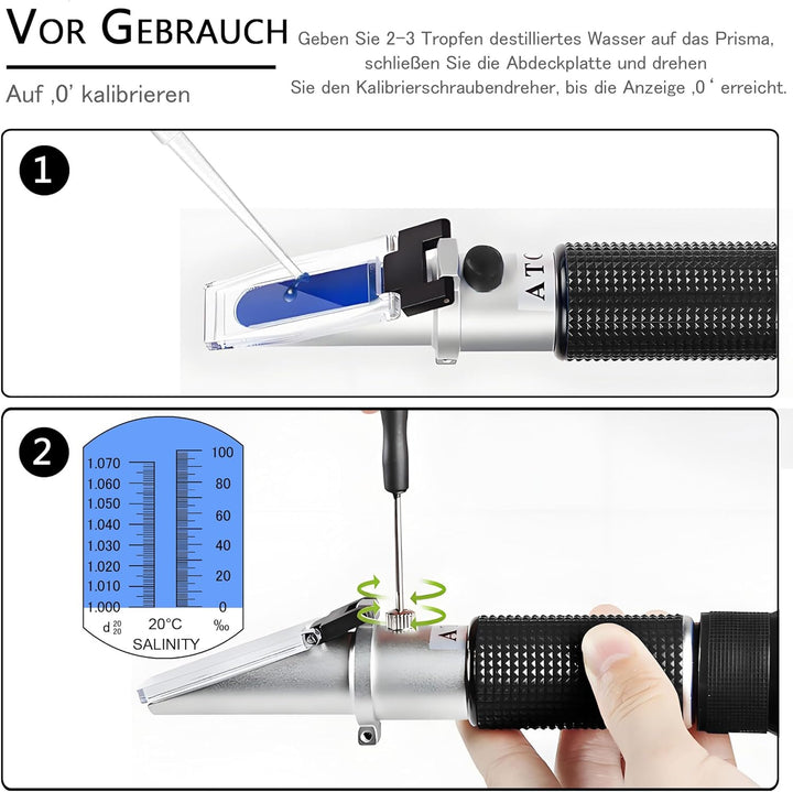 Meerwasser Salzgehalt Refraktometer,V·RESOURCING Handheld Messgerät Salinometer Refraktometer 0-10%