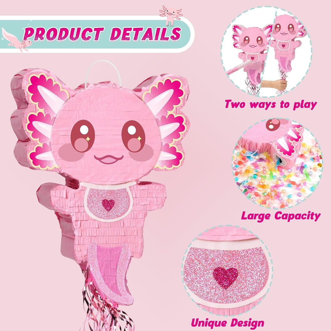 WERNNSAI Axolotl Pinata – Rosa Fisch Cartoon Reptilien für Party Deko, Axolotl