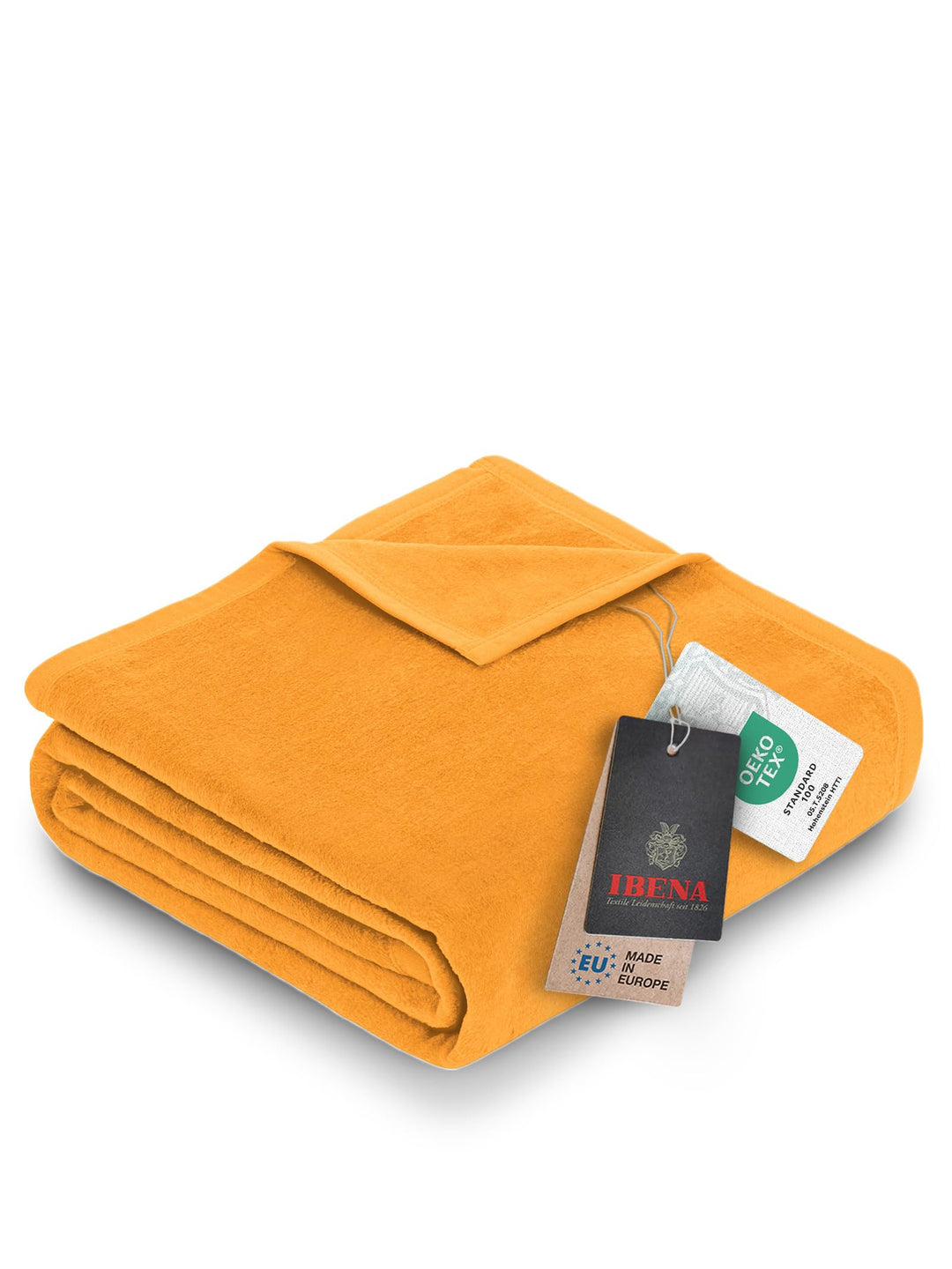 Ibena Porto Decke 150x200 cm – Baumwollmix weich, warm &amp; waschbar, Kuscheldecke gelb Gold einfarbig