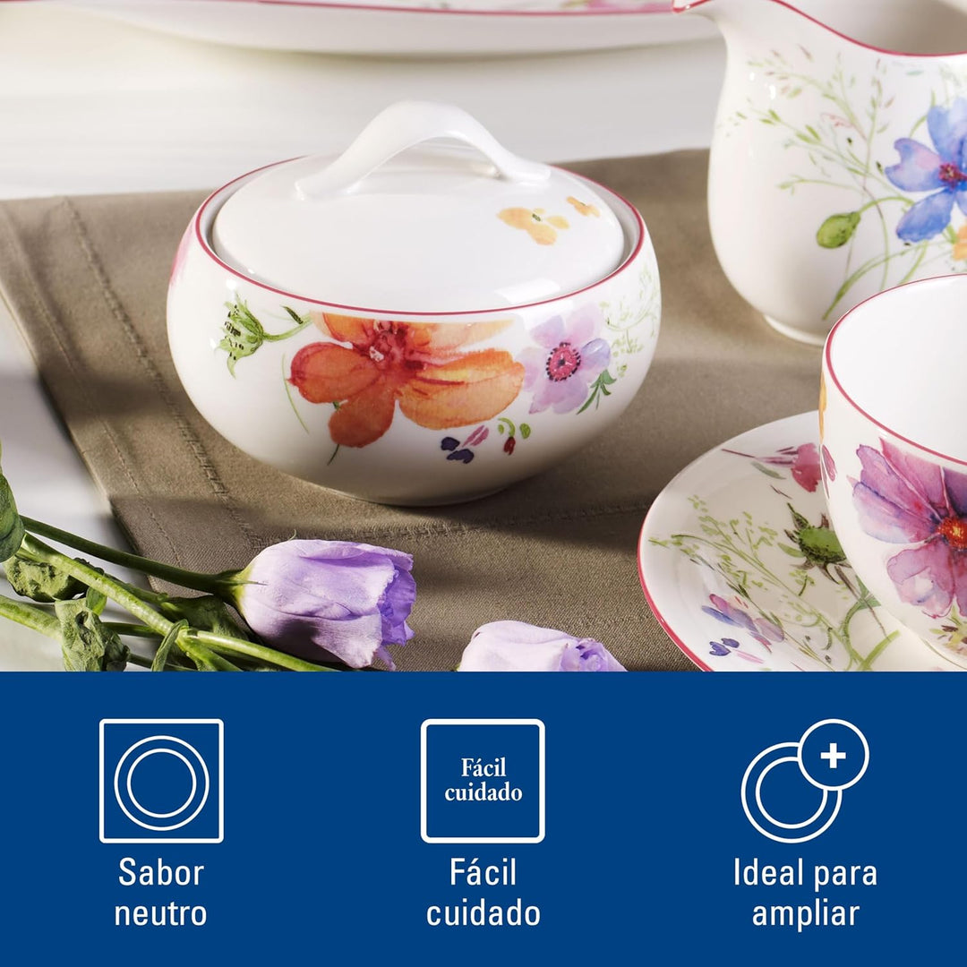 Villeroy und Boch Mariefleur Basic Zuckerdose, Premium Porzellan Zuckerdose Basic, Zuckerdose Basic
