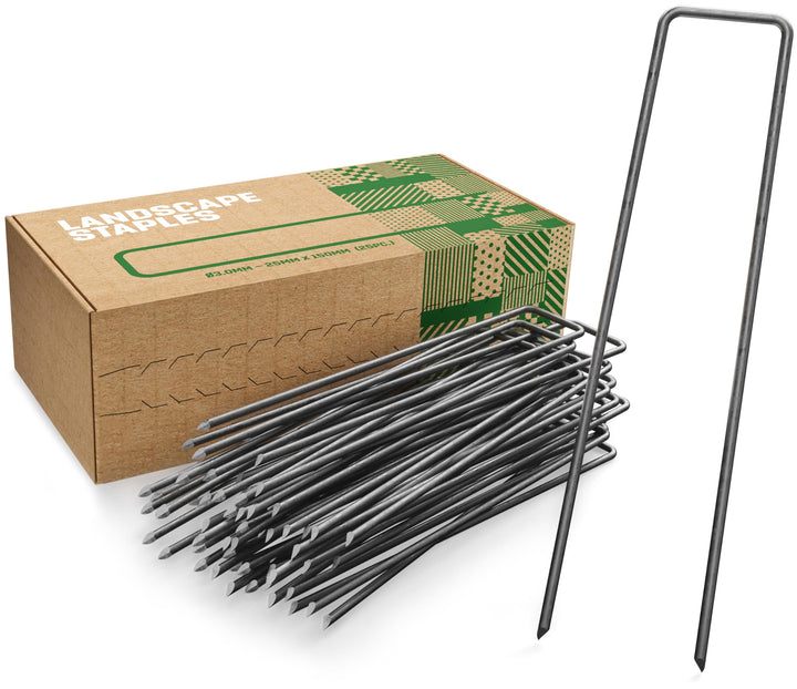 GardenGloss® Erdanker aus Stahl unverzinkt (250 Stück) - Stabile Bodenanker für Unkrautvlies, Garten