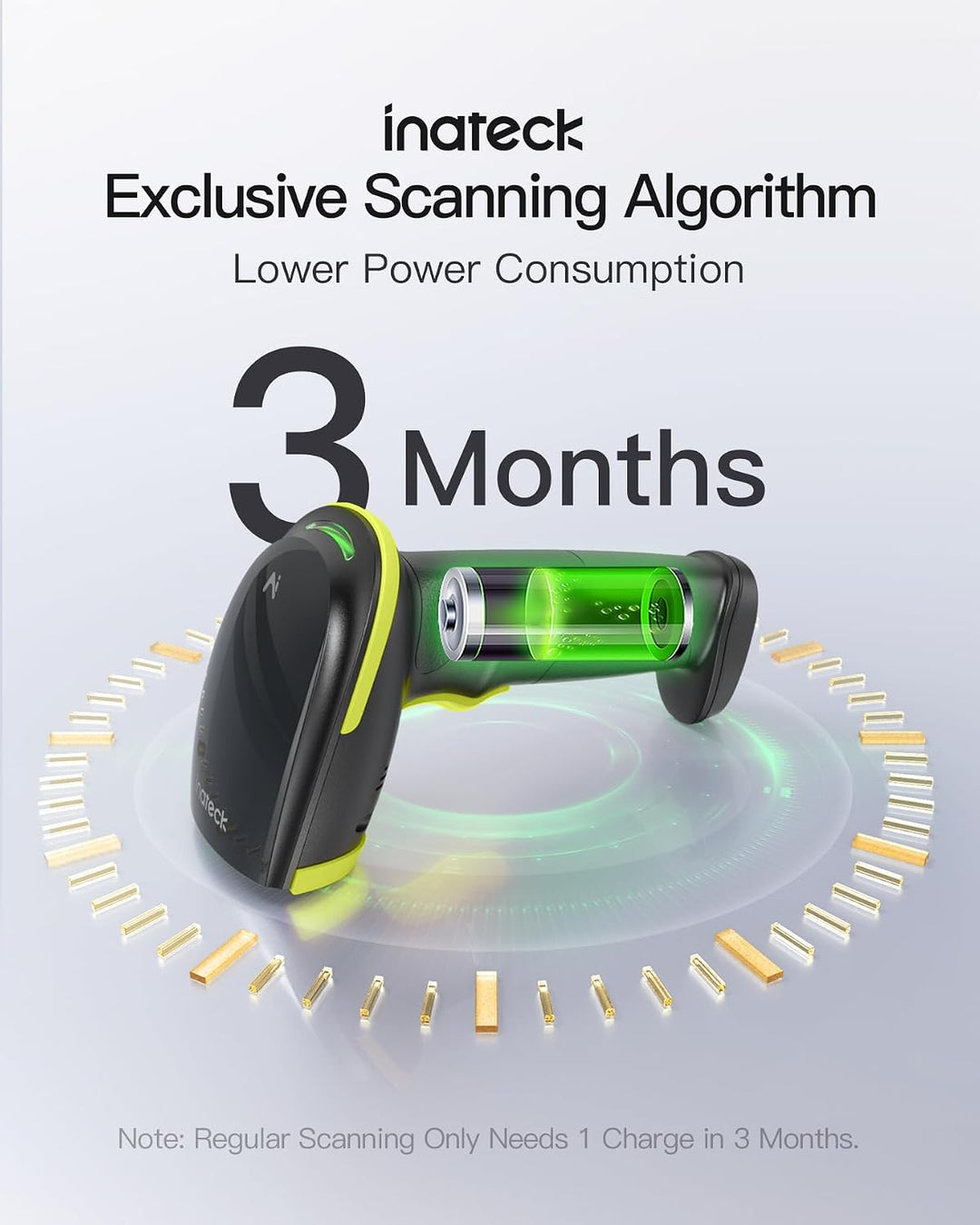 Inateck Barcode Scanner Bluetooth 1D mit AI, BCST-21 Grün