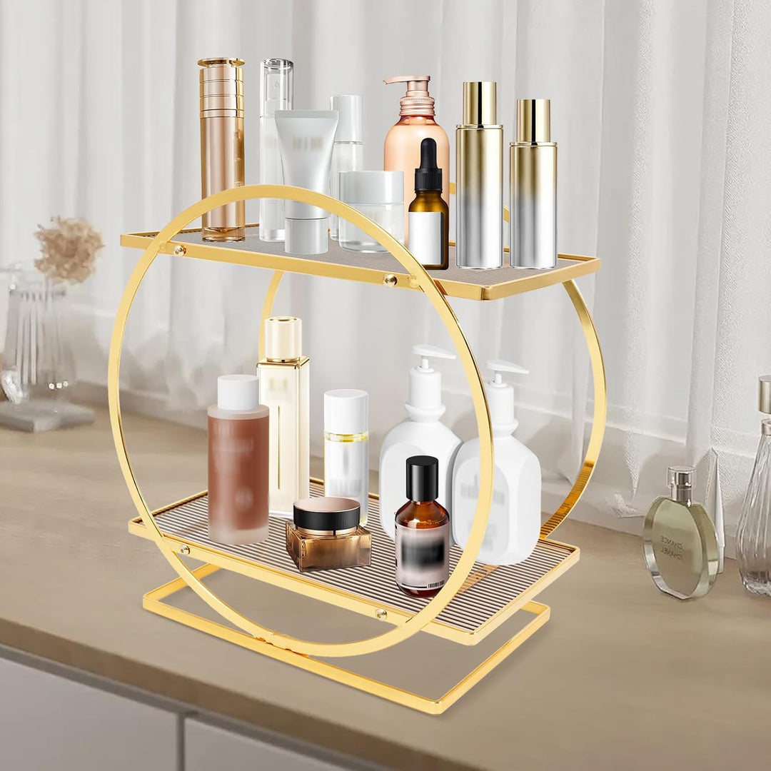 Make-up Organizer, Doppellagige Parfüm Organizer für Kommode, moderner Stil geeignet für Bad Küche u