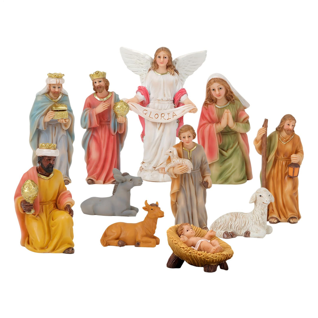 Weihnachtskrippe, Kunstharz, religiöse Weihnachtsdekoration, christliche Sammelfiguren, Krippen-Set,