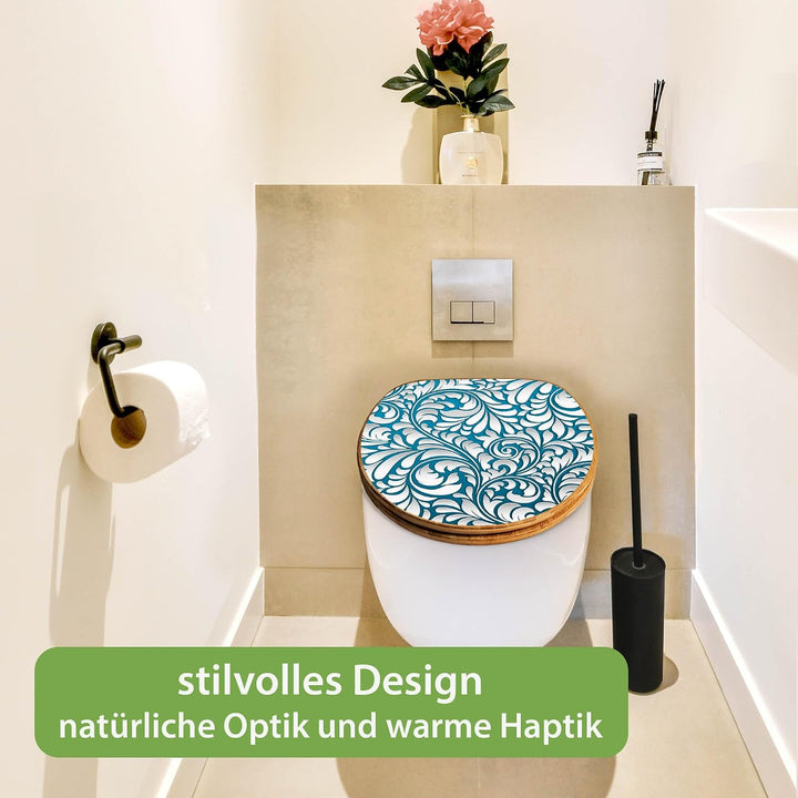 banjado Design WC Sitz Bambus Absenkautomatik 45,8x37,5cm - Toilettendeckel mit Absenkautomatik Holz