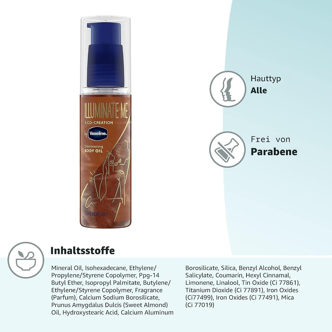 Vaseline Illuminate Me Shimmering Body Oil Created for Melanin Rich Skin Body Oil Illuminates Skin w