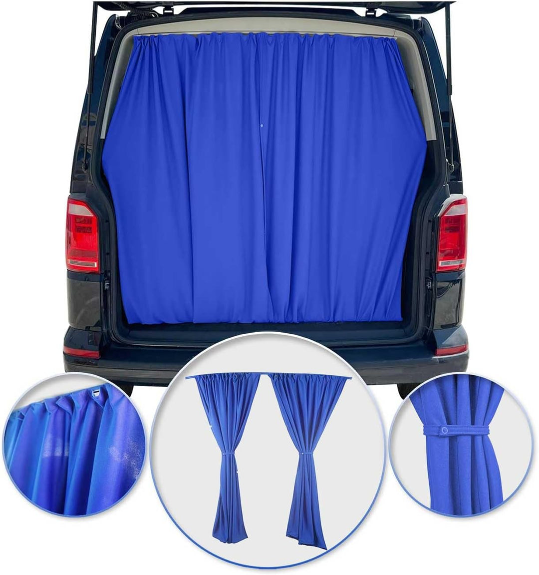 OMAC Heckklappe Gardinen Sonnenschutz Vorhänge kompatibel mit VW Multivan T7 L1 L2 Blau 2tlg, Blau /