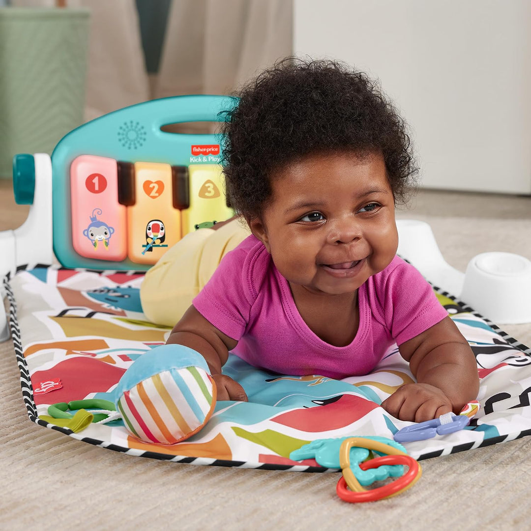 Fisher-Price Kontrast Kick &amp; Play Pianospieldecke für Babys, Spielspass Pianospieldecke, tragbares M