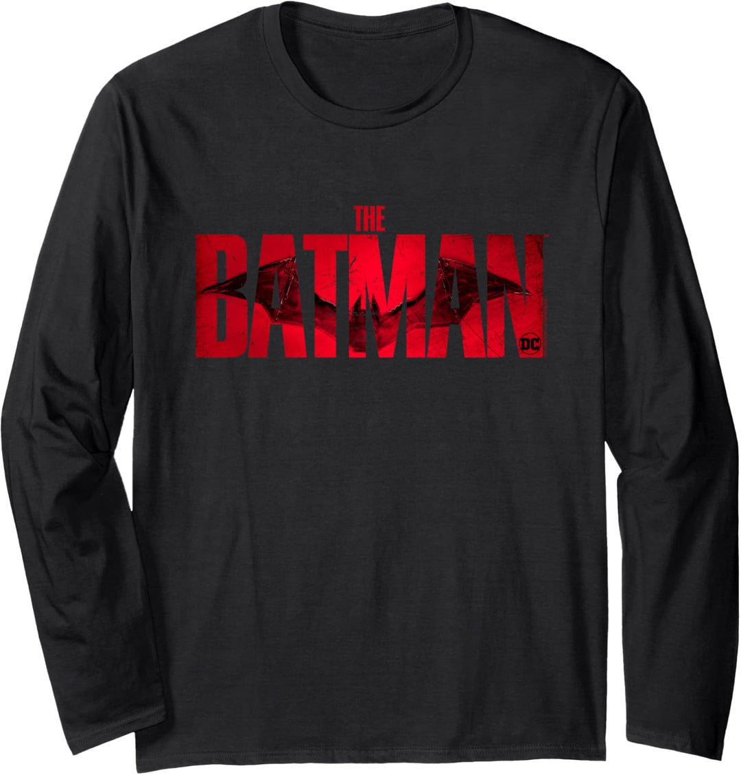 The Batman Crimson Drawn Bat Logo Langarmshirt