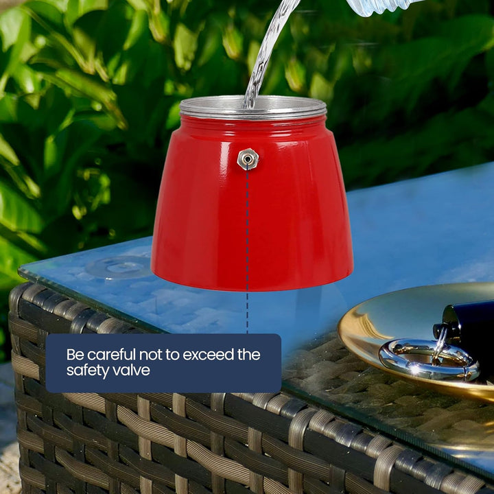 6 Tasse Mokka Kanne aus Aluminium 300 ml italienische Rot 6 Tasse, Rot 6 Tasse