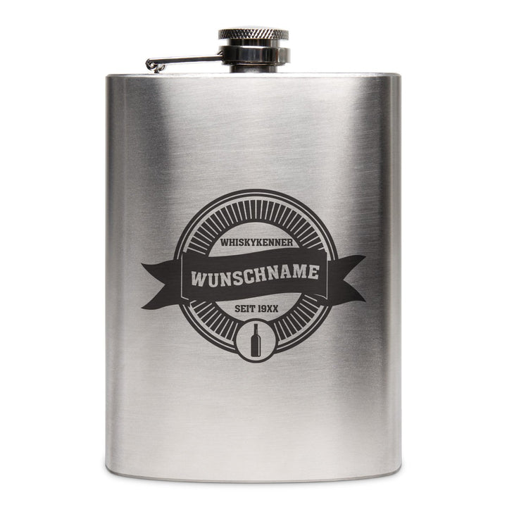 Flachmann Edelstahl 8oz. 237 ml mit individueller Gravur - Whiskykenner, Whiskykenner