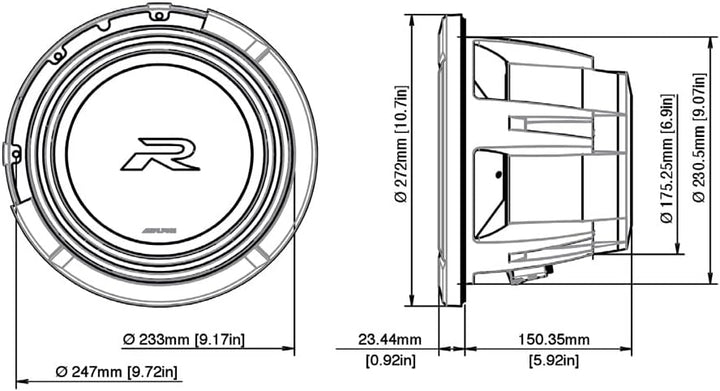 Alpine R2-W10D4 | 25cm 2X 4 Ohm Subwoofer
