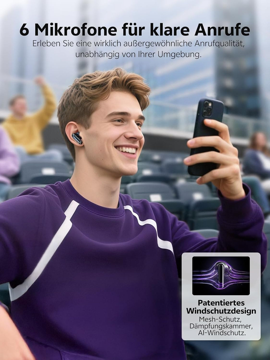 QCY MeloBuds N70 Kabellose In-Ear Kopfhörer | ANC 56dB, LDAC, Hi-Res, 6 Mikrofone, 50h Akku, Kabello