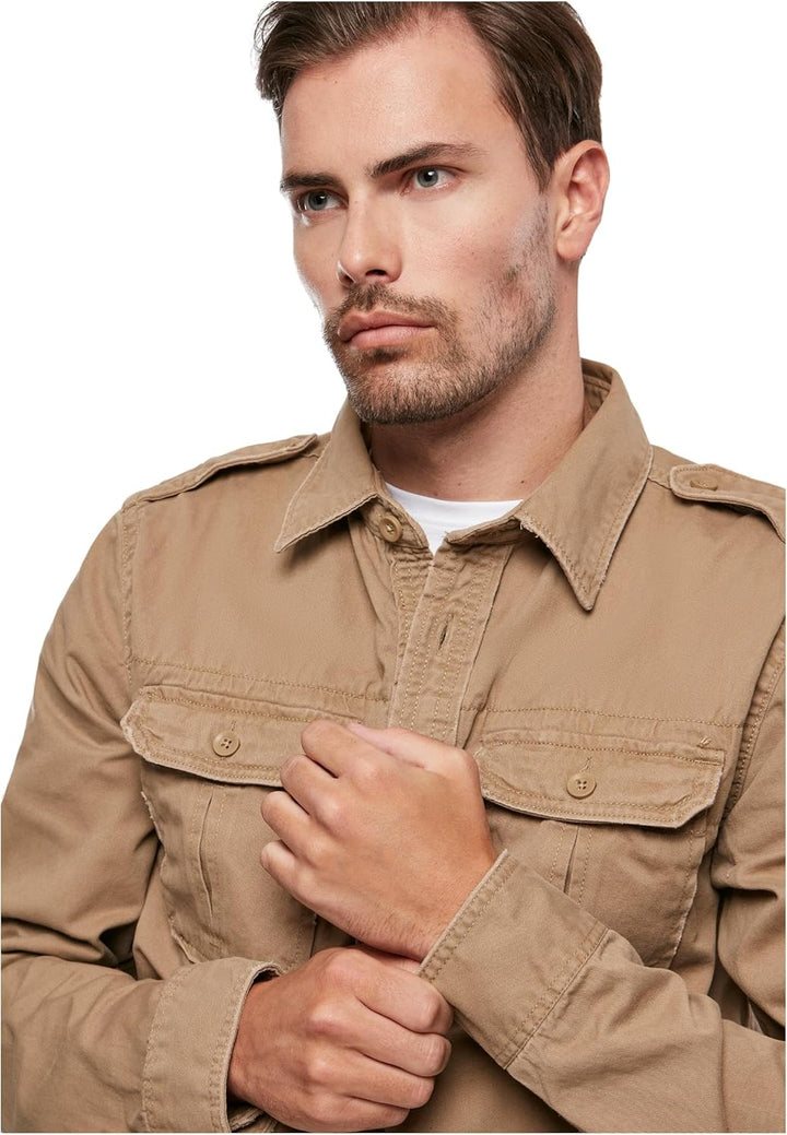 Brandit Vintage Shirt Long Sleeve,mehrere Farbvarianten, Grössen S bis 7XL, Camel Longsleeve