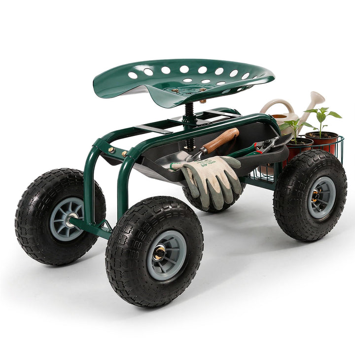 Sekey Gartensitz mit Rollen bis 180kg - Rollsitz für Gartenarbeit im Gewächshaus &amp; Beet - Ø 25,5cm L