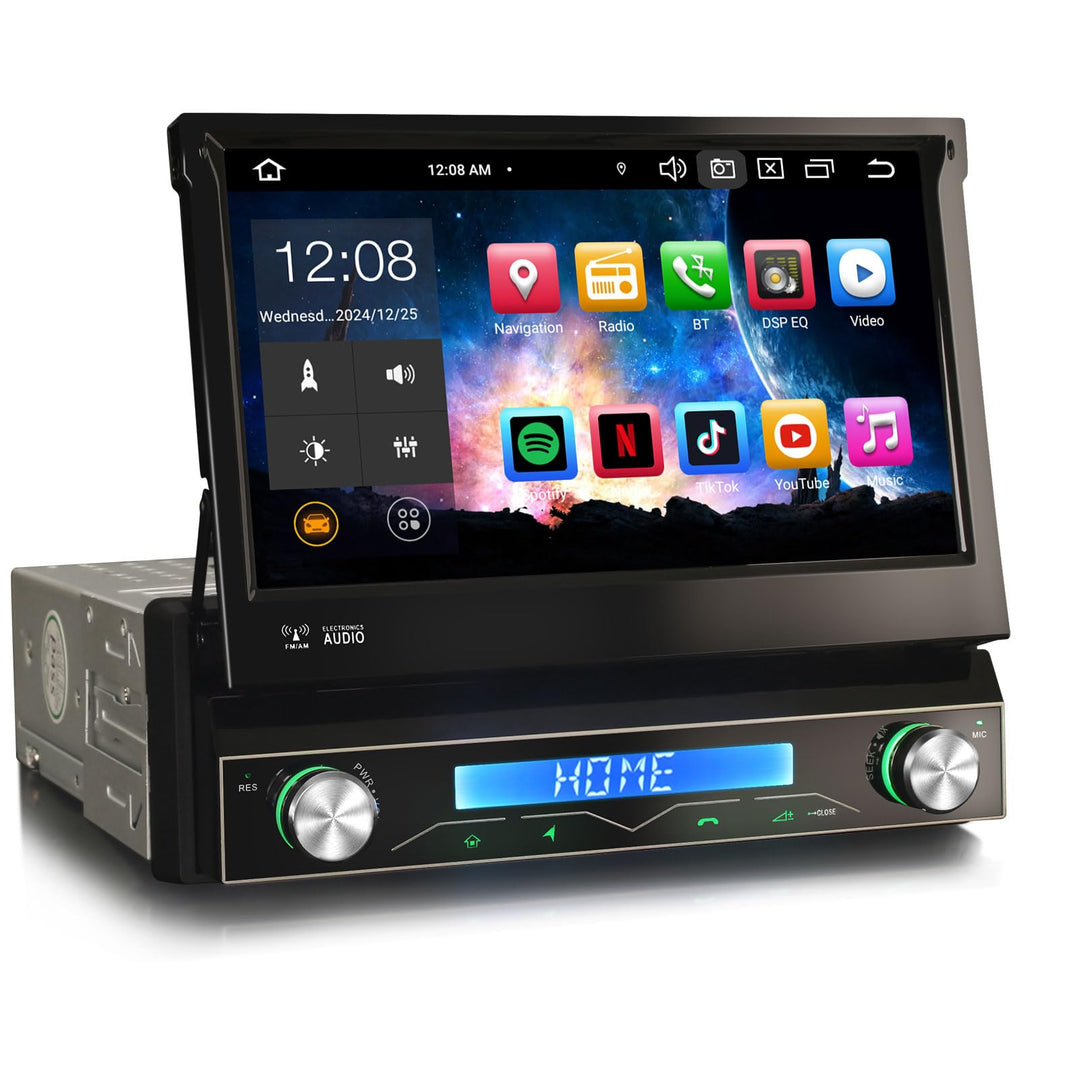 Erisin 7 Zoll 8-Kern 4GB+64GB Universal 1 Din Android 14 Autoradio Bluetooth GPS Navigation Unterstü