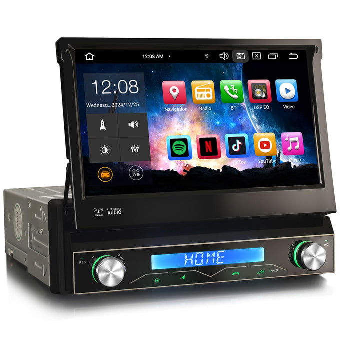 Erisin 7 Zoll 8-Kern 4GB+64GB Universal 1 Din Android 14 Autoradio Bluetooth GPS Navigation Unterstü