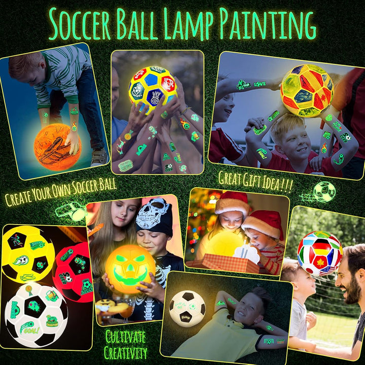 Fussball Geschenke Jungen 6-12 Jahre, DIY 3D Fussball Lampe Malset für Kinder, Bastelset Kinder ab 6