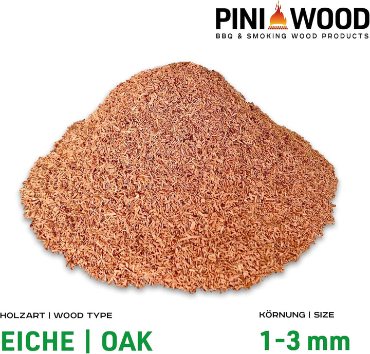 PINI 15 Kg Räucherchips Eiche 1-3 mm Smoking Chips Räucherspäne