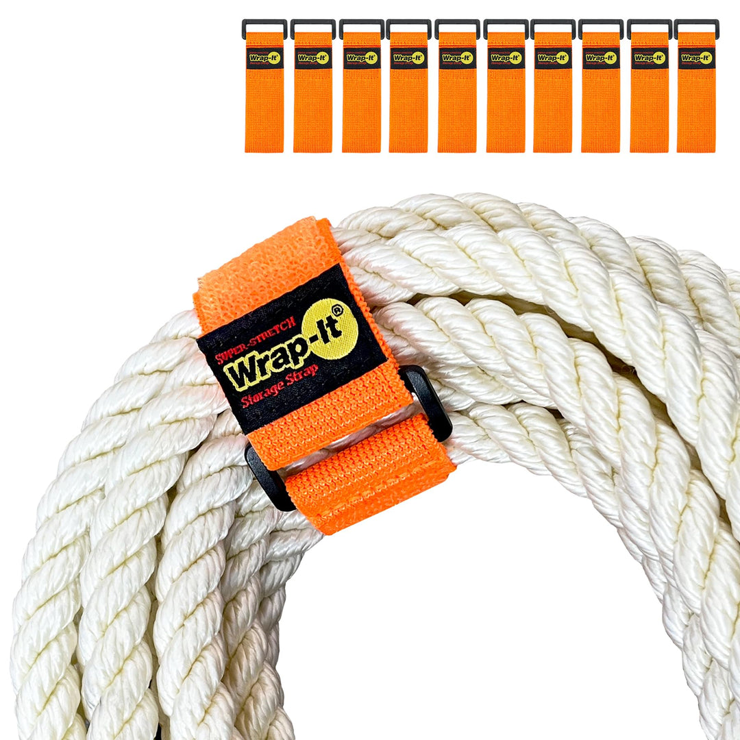 Super Stretch Wrap-It Storage Straps – (10) 22,9 cm orange – elastische Klettverschlüsse – Verlänger