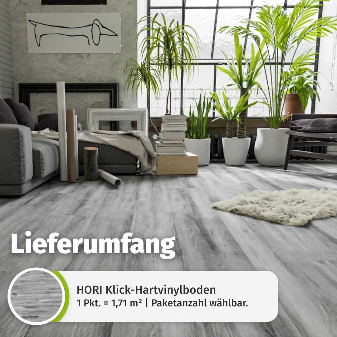 HORI Klick Hart Vinylboden aus hochwertigem SPC ohne PVC, Marone, rustikale Landhausdiele, 1,71 m²,