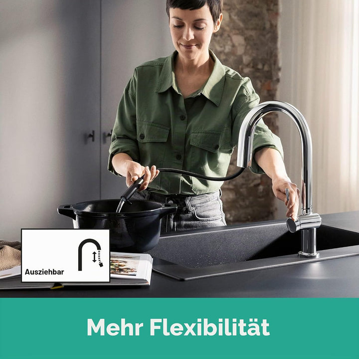 hansgrohe Küchenarmatur Aqittura M91 mit Wasserfilter, 3 Wege Wasserhahn Küche mit Auslauf Höhe 210