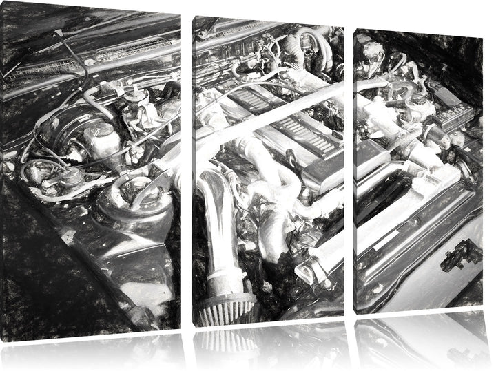 Pixxprint Motorblock 3Teiler 120x80 cm Leinwandbild Wandbild Kunstdruck