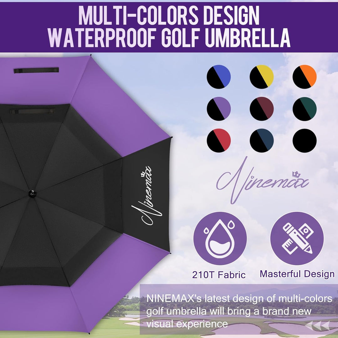 NINEMAX Golf Regenschirm Gross Sturmfest XL/XXL, Grosser Regenschirm Sturmfest Stabil, Golfschirm Gr