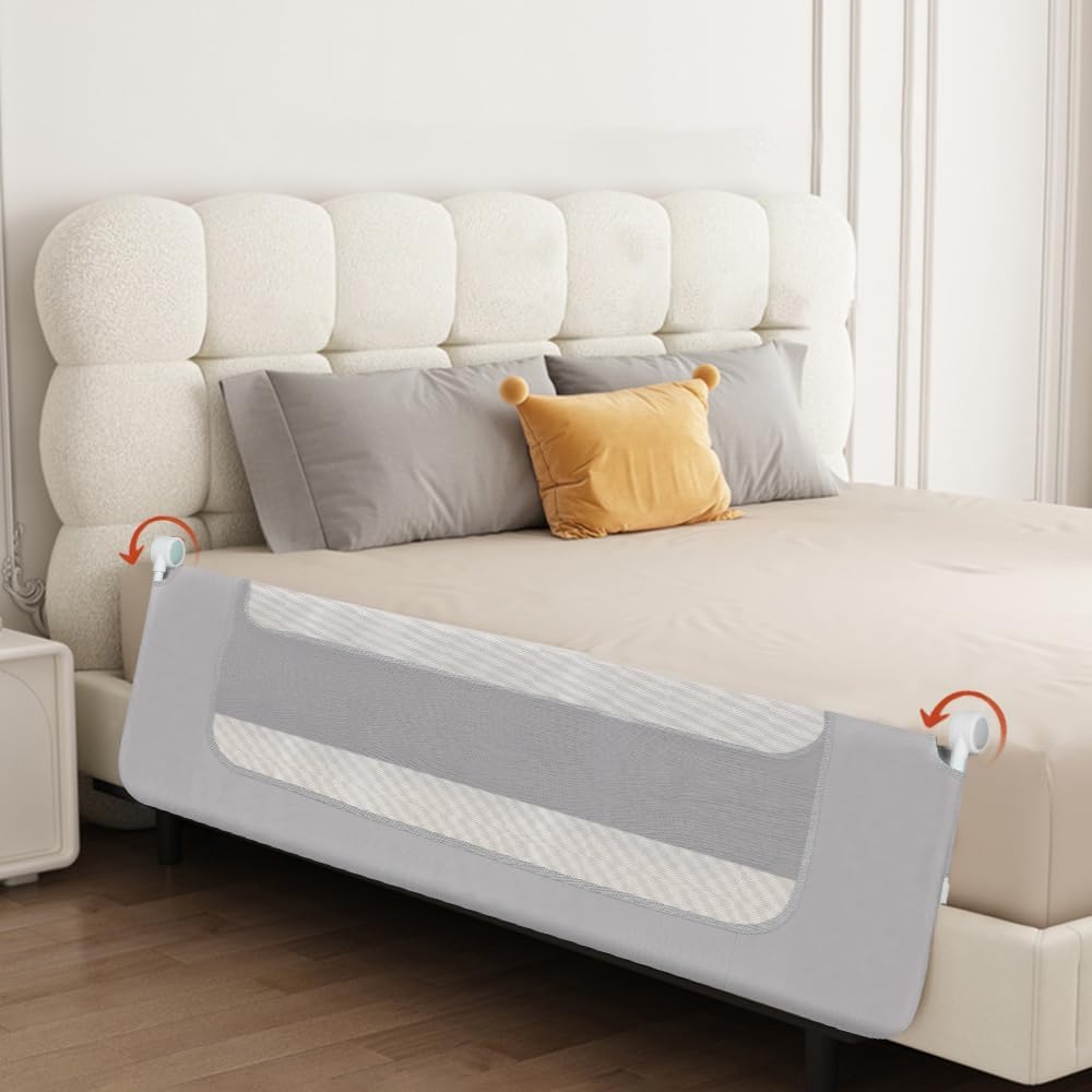 OHMG Bettgitter für Babys, 150 cm, faltbar, Sicherheitsbarriere für Kinder, tragbar, Bettgitter für