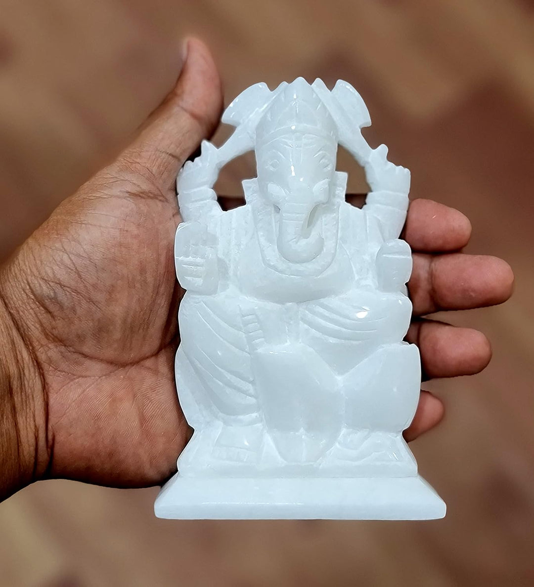 StonKraft White Stone Marble Ganesh Ganesha Ganpati Ganapati Vinayaka Murti Idol for Daily Pooja Puj