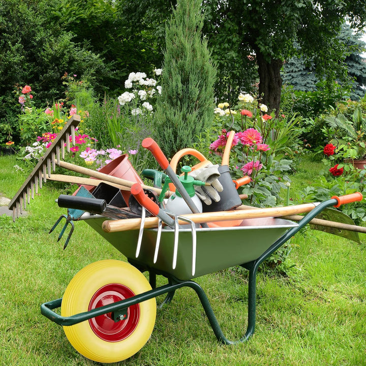 2 x Schubkarrenrad 4.80 4.00-8 im Set, Vollgummireifen u. Stahlfelge, Ersatzrad pannensicher, 100 kg