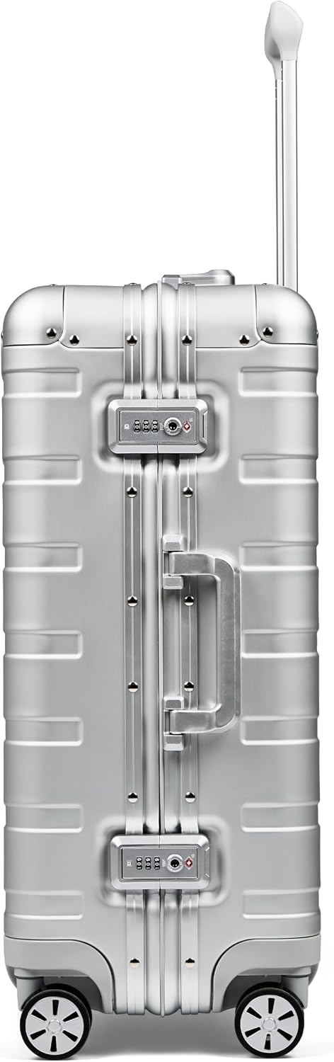 REDOLZ Pro Aluminium Koffer Set 2-teilig Handgepäck 55 cm + XL Reisekoffer 77 cm | Cabin &amp; Check-In