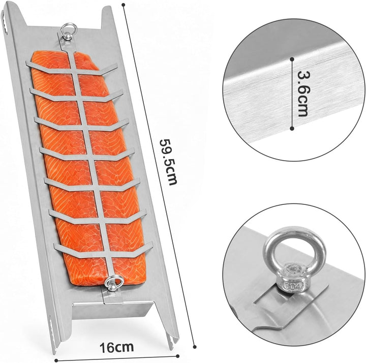 Flammlachsbrett Edelstahl für Feuerschale,5-stufig 180°drehbar 1er Set, 1er Set